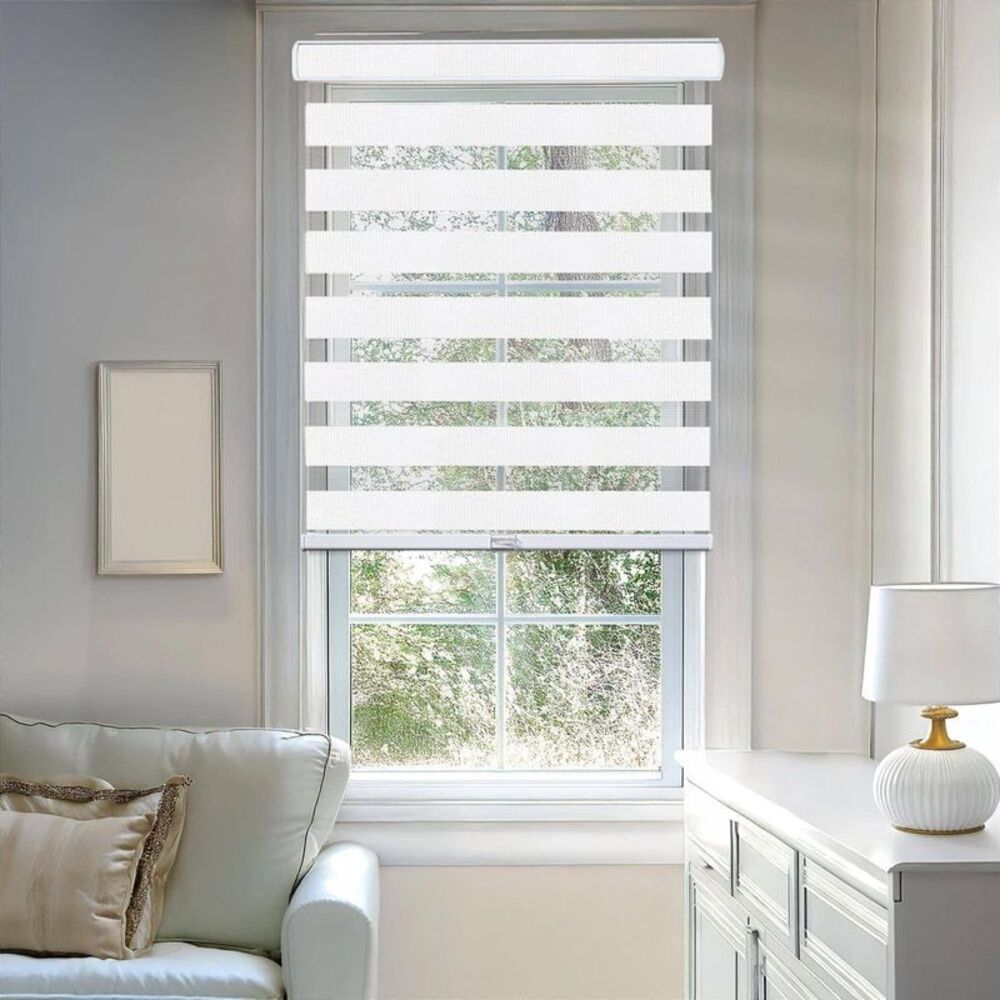 Chicology - 20"x72" Chicology Light Filtering Zebra Shade Whit White